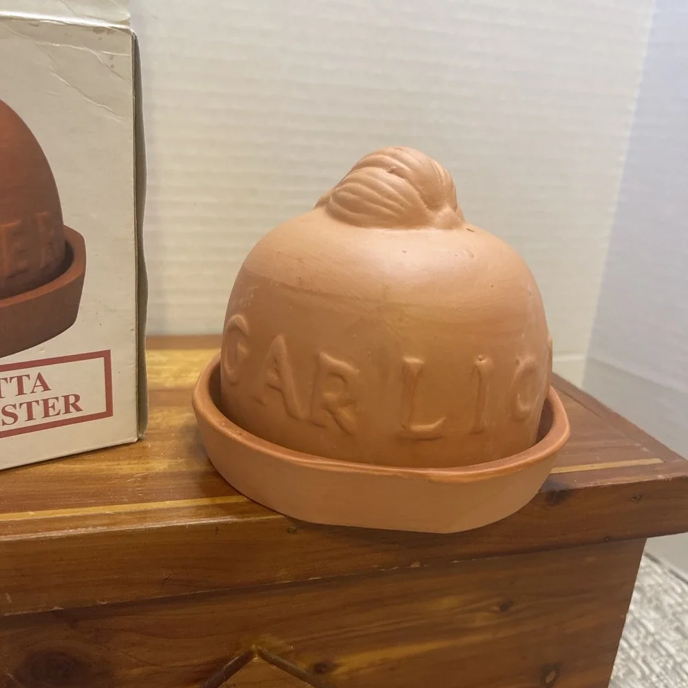 Terra Cotta Garlic Roaster Kitchen Cooking‎ Clay Cookware with Box